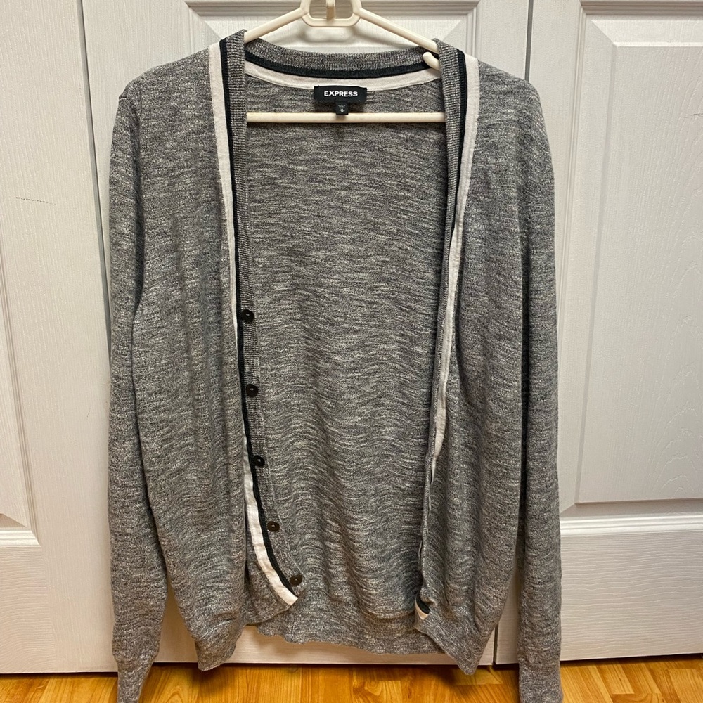 Express Women’s Grey/Black Cardigan button up, size Medium